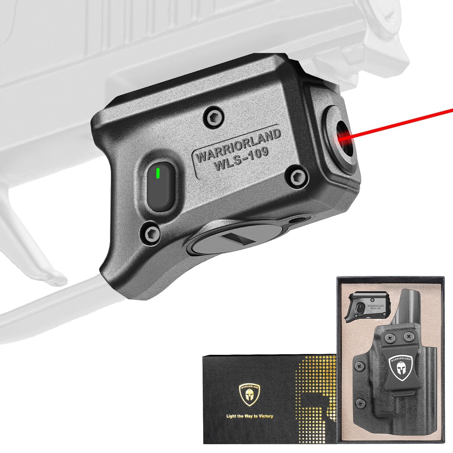 WARRIORLAND Red Laser Sight Fit P365X-Macro with Kydex Holster, First Red Beam Sight with Power Indicator P365 X Macro Laser with IWB Holster Right Hand, WLS- 109 w/ P365X Macro Holster - WARRIORLAND