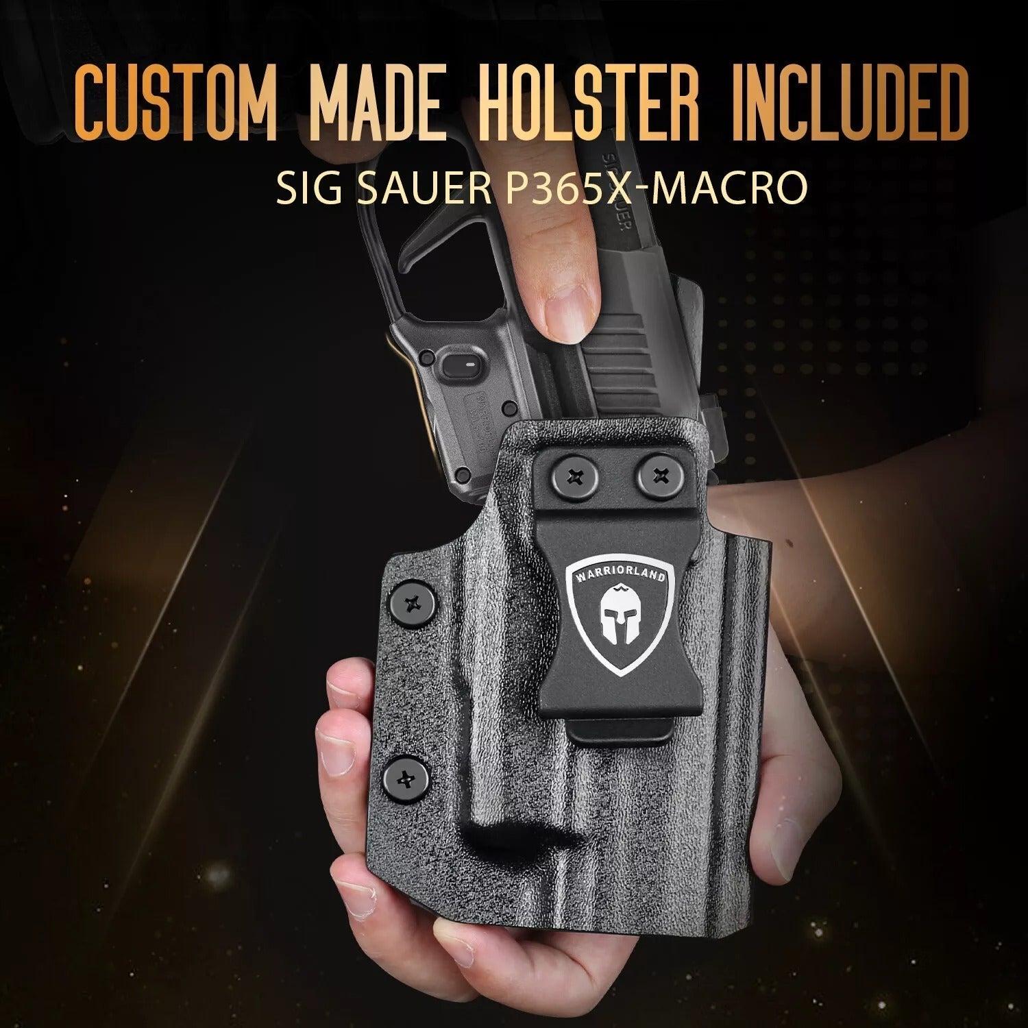 WARRIORLAND Red Laser Sight Fit P365X-Macro with Kydex Holster, First Red Beam Sight with Power Indicator P365 X Macro Laser with IWB Holster Right Hand, WLS- 109 w/ P365X Macro Holster - WARRIORLAND