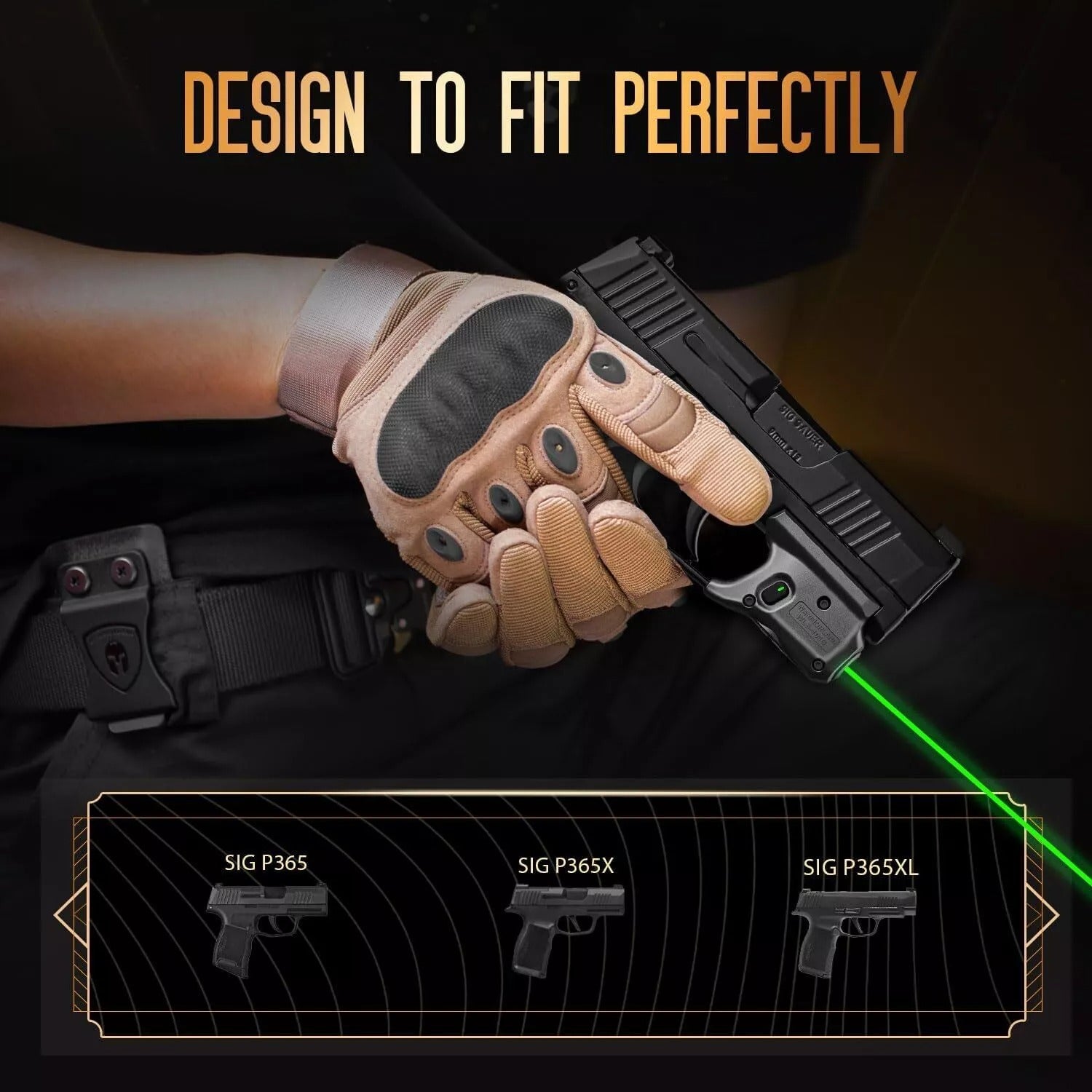 WLS-103G Green Laser Sight & Kydex Holster Tailored Green Fit Sig Sauer P365/P365X/P365XL - WARRIORLAND