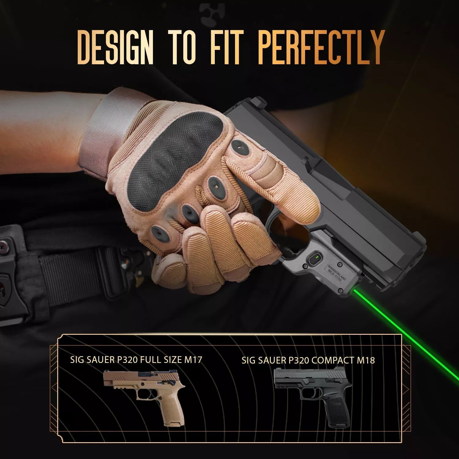 Green Laser Sight Fit Sig Sauer P320 Compact M18&P320 Full Size M17 ,WLS-112G - WARRIORLAND