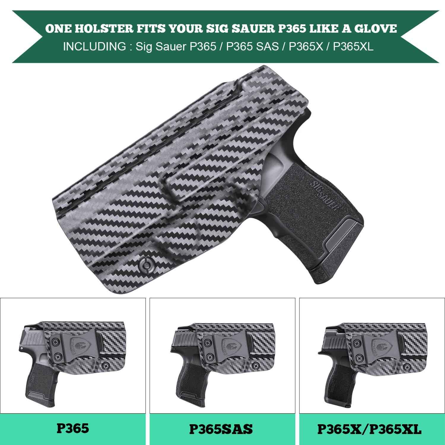 Sig Sauer P365XL IWB Kydex Holser, Carbon Fiber Texture, Inside the Waist Band, Right Hand | WARRIORLAND