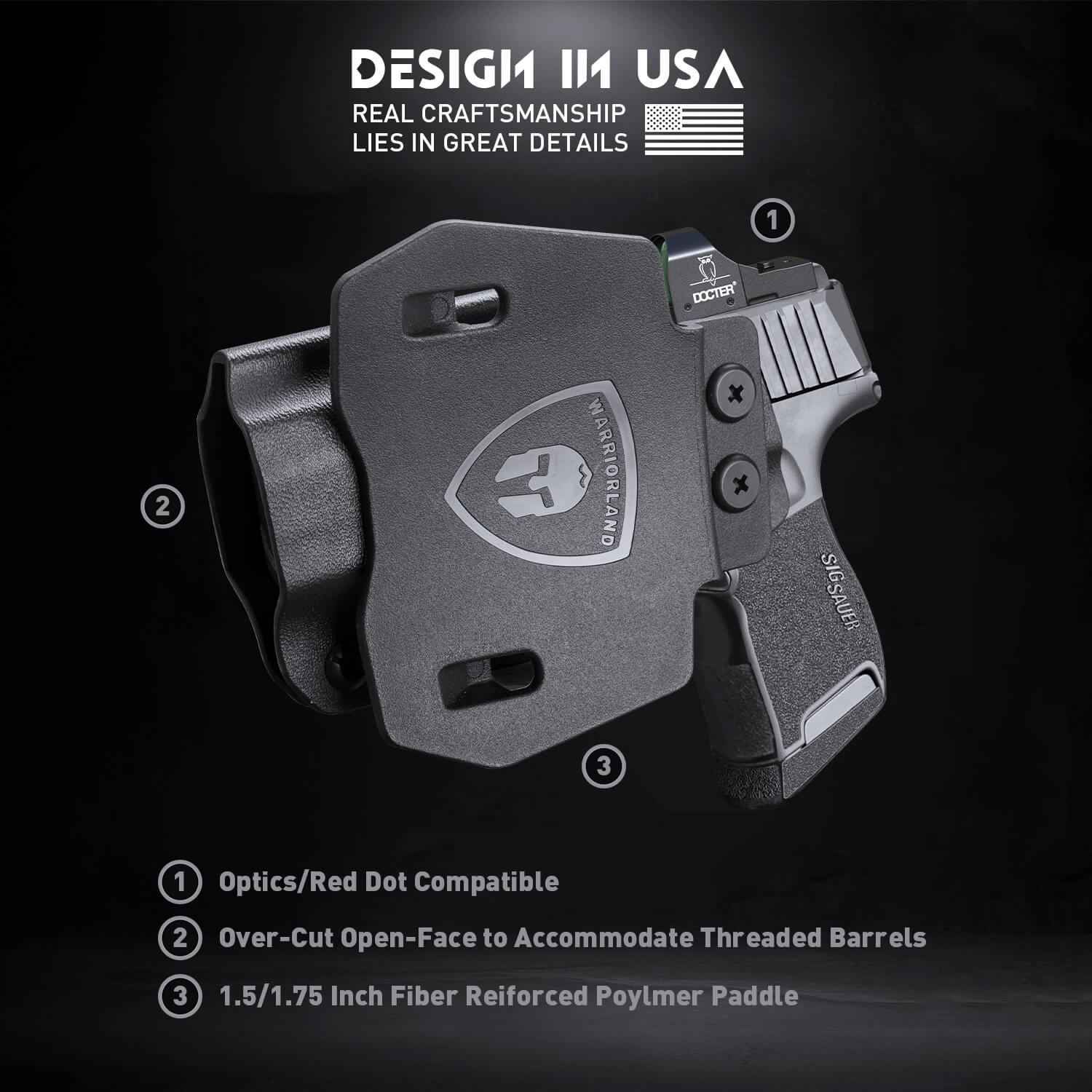 Sig Sauer P365 XL Open Carry OWB Paddle Holster,Fit P365 P365 XL P365 SAS P365X P365.380 ACP P365 ROSE.380 ACP Kydex Holster with Red Dot Cut, Right Hand | WARRIORLAND